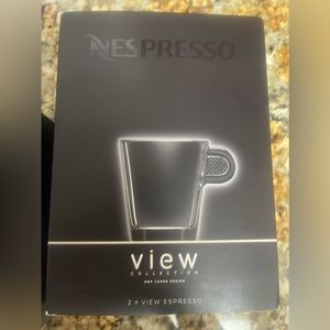 Nespresso view collection espresso glass cup and steel saucer (set of 2) - New